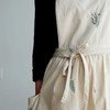 Cooking Apron Flower Embroidery Waterproof Wear Resistant Baking Apron for