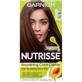 Garnier Nutrisse Nourishing Hair Color Creme, 43 Dark Golden Brown (Cocoa Bean) (Packaging May Vary),1 Count