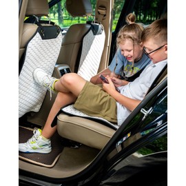 Owleys Kick Mat Back Seat Protector - Car Back Seat Cover for Kids Feet - Waterproof & Sturdy Protector for Upholstery from Dirt, Mud, Scratches and Stain (White)