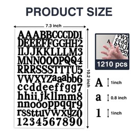 1210 Pieces10 Sheets Letter Stickers Self-Adhesive Vinyl Letter Alphabet Number Stickers Decals for Signs Mailbox Numbers Magazine Labels DIY Crafts Art Making(Black)