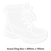Medium 210mm 'Work Boot' Clear Static Window Cling Sticker/Decal (White)
