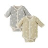 ELFINDOLL 2-Pack Baby Long Sleeve Front-Open Rompers – 100% Cotton,