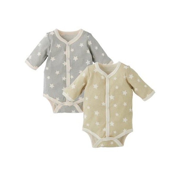 ELFINDOLL 2-Pack Baby Long Sleeve Front-Open Rompers – 100% Cotton,