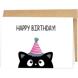 Naixiwen Hilarious Black Cat Birthday Card for Him Her, Funny Birthday Card for Sister Brother, Cute Cat Mom Dad Birthday Card