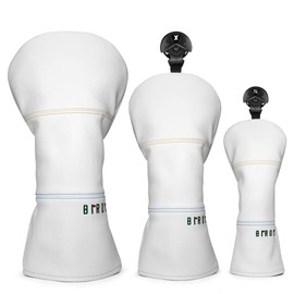 Golf Headcovers Golf Driver Fairway Hybrid Head Cover Golf Blade Mallet Putter Cover Birdie Design Premium Leather Waterproof Driver Fairway(FW) Wood Hybrid(UT) with Number Tags (3pcs(DR+FW+UT))