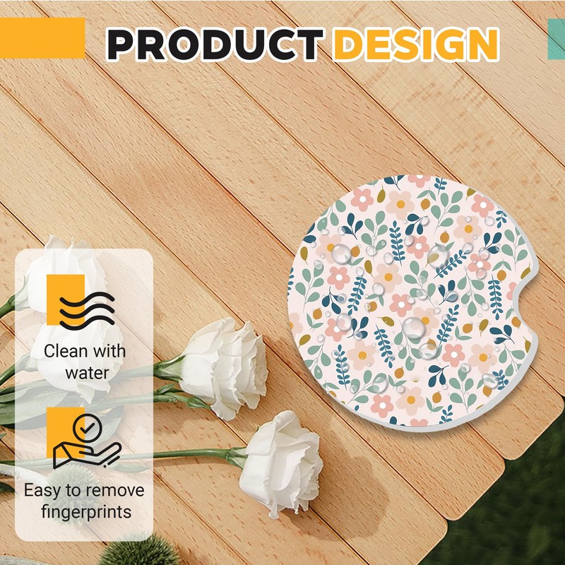 2-Piece Set of Car Coasters (Sunflower)