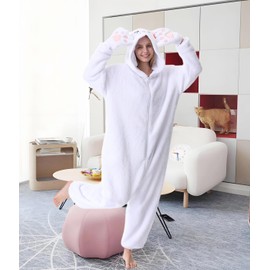 Unpifolov Persian Cat Pajamas Unisex Animal Jumpsuit Adult Cosplay Costumes White M