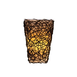 It's Exciting Lighting IEL-2100 Shade with Wicker and Flicker Sconce, White Shade With Black Wicker, Battery Operated, Lightweight And Mobile