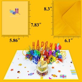 Musical Birthday Cards with Light and Music, 3D birthday Pop up Cards for Men & Women– Plays Hit Song 'HAPPY Birthday' (Colorful)