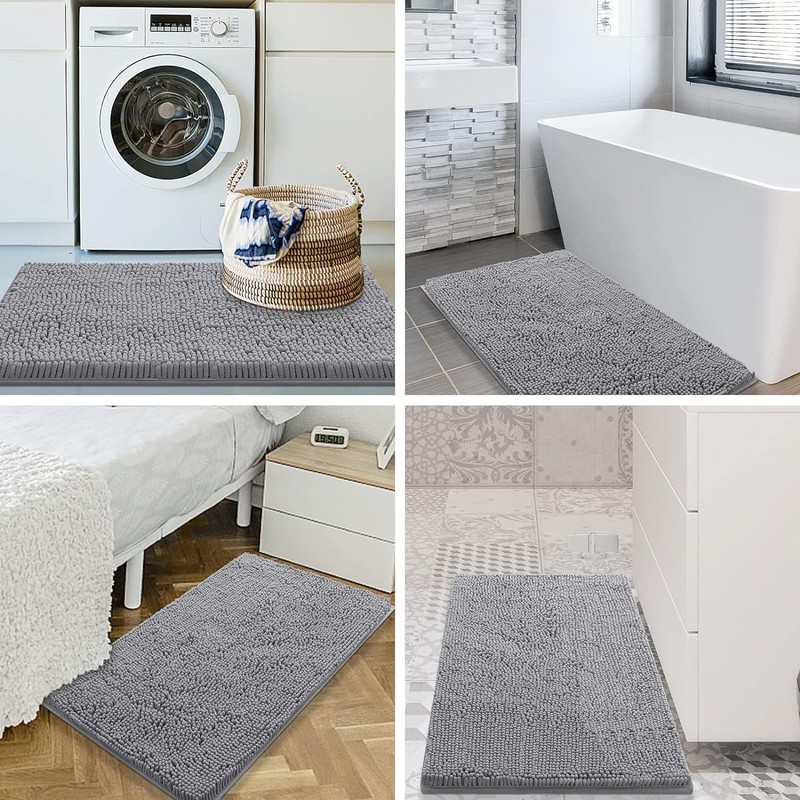 Homaxy rutschfeste Badematte Chenille Badezimmerteppich Mikrofaser Badteppich Saugfähige Hochflor Badvorleger