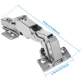 4 Pack 175 Degree Frameless Cabinet Doors Hinges, Frameless Full Overlay Multi-Pivot Concealed Hardware, 6 Way Adjustability Soft Close Cabinet Hinge for Corner Kitchen Folden Door Closets