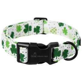 ARING PET St Patrick's Day Dog Collar-Cute Clovers Dog Collar, Adjustable Cotton Shamrock Pet Collar Puppy Collars with Quick Release Buckle