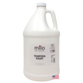milo Fluorescent White Neon Tempera Paint | 128 oz Bottle, 1 Gallon | Glows UV in Black Light | Non-Toxic Made in USA | Washable Bulk Art Paint for Party, Student, Classroom, Artist