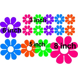Large Flowers Set 15 10 Free USA Decal Stickers Car Boat Truck Van Golf Cart Tropical Colors Hot Pink Purple Bright Blue Guaranteed