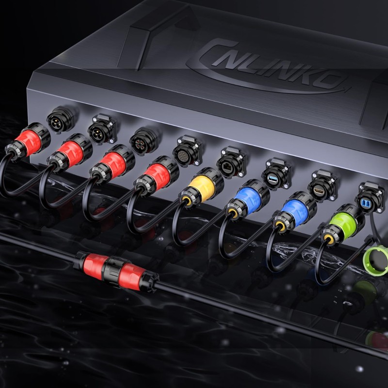 CNLINKO YM-24 10 PIN Industrial Waterproof Connectors, IP68 Circular Connector,
