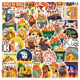 50 Pcs Funny Meme Stickers for Kids Teens Adults Boys Girls Gift,This is Fine Meme Decals Pack for Laptop,Skateboard,Luggage,Car,Bike,Cup,Computer,Water Bottle Decor,Vinyl Waterproof Stickers