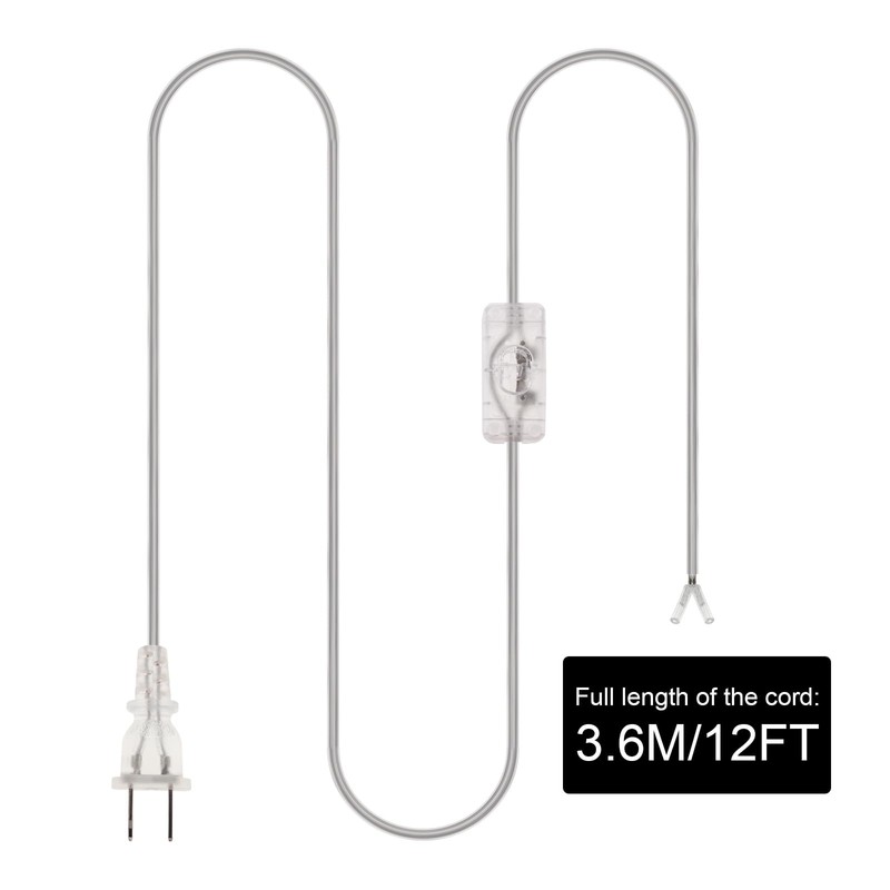 RTNLIT 12FT Lamp Cord with On/Off Button Switch and Polarized