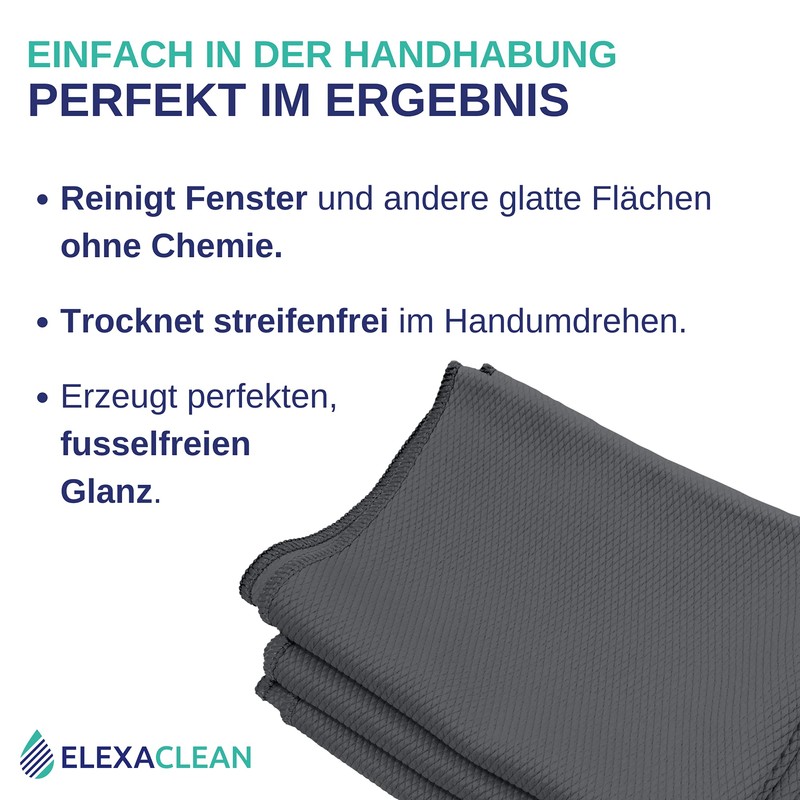Elexaclean Streak-free, Premium Microfibre Window/Windscreen Cloth (Pack of 6, 60