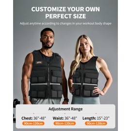 ZTTENLLY Adjustable Weighted Vest with Shoulder Pads - Adjustable Size & Weight - 10/15/20/30/40/50/80lbs Body Weight Vest for Men & Women