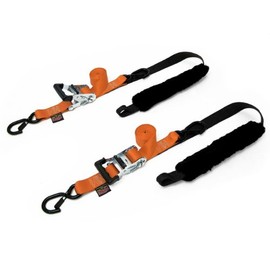 Powertye 1½" x 7ft Fat Strap Deluxe Ratchet Tie-Downs, Orange (Pair)