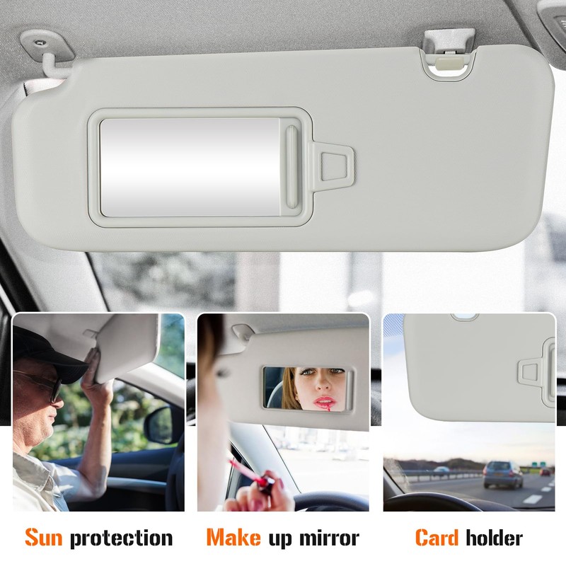 Sun Visor for 2016-2019 Hyundai Elantra, Left Driver Side Grey