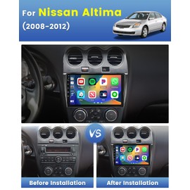 Hikity Android 15 Car Stereo for 2008-2012 Nissan Altima, 9'' Touchscreen Car Radio with Wireless Carplay Android Auto GPS WiFi Mirror Link HiFi Bluetooth Audio Receiver with Backup Camera MIC