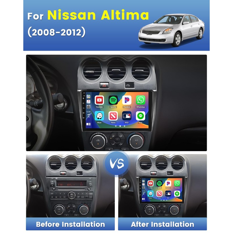 Hikity Android 15 Car Stereo for 2008-2012 Nissan Altima, 9''