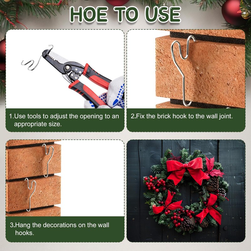 Brick Hook Wall Clips for Outdoor Indoors Garland Hanging Wreaths