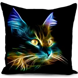 HUASHUZI Cushion Cover Black Cat Gifts for Women Cat Lovers Decorations Throw Pillow Case Decor Home for Livingroom Couch Sofa 18"x18"(45x45cm)