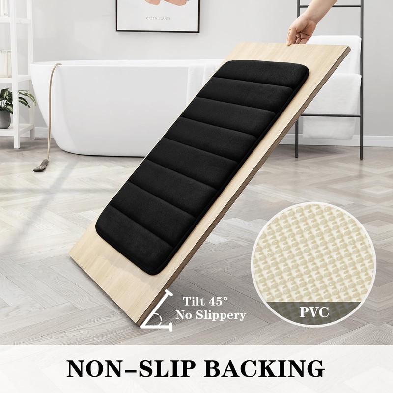 BYSURE BYSURE Black Memory Foam Bathroom Rug Set 3 Piece,