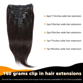 Sent Hair Clip in Hair Extensions Real Human Hair 26Inch 10Pcs Hair Extensions Clip in Straight Long Thick 160g Human Hair Extensions for Women Soft Silky Clip in Extension Natural Black Double Weft