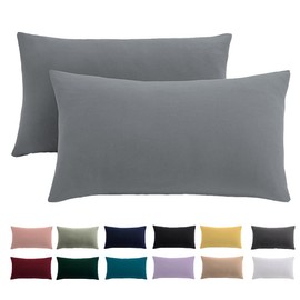 Cushion Cover 40 x 60 cm, Set of 2 - Pillowcases 40 x 60 cm, Grey, for Pillows, 100% Microfibre Cushion Cover, Non-Iron and Wrinkle-Free with Zip