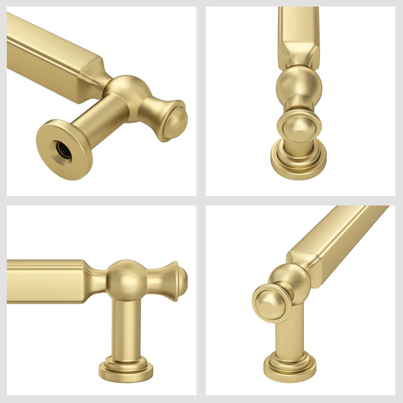 Haliwu 10 Pack Brushed Gold Cabinet Pulls, Kitchen Cabinet Handles