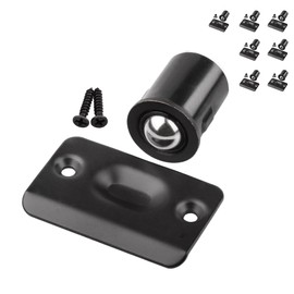 HOMOTEK 8 Pack Drive in Ball Catch with Strike Plate for Closet Doors, Black, 13/16 Inch x 1-1/8 Inchs,Die-cast, Adjustable Tension Ball
