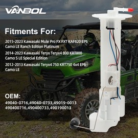VANBOL Fuel Pump Module Assembly Compatible with Kawasaki 2015-2023 Mule Pro FX FXT 2014-2023 Teryx Teryx4 800 2012-2013 Teryx4 750 KAF820 KRT800 KRT750 Replace 49040-0716 49040-0733