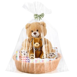 6PCS Large Cellophane Bags 40x50 Inch Clear Cellophane Gift Bags Cellophane Wrap For Gift Baskets