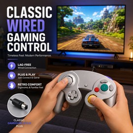 GameCube-Compatible Wired Controller for Retro Gaming – Responsive Joystick Gamepad for Multiplayer Play
