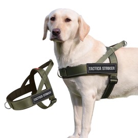 No Pull Dog Harness for Large Dogs - Upgraded Heavy Duty Adjustable Escape-Proof Reflective Vest for Pitbulls, German Shepherds Training Walking(Army Green,L)