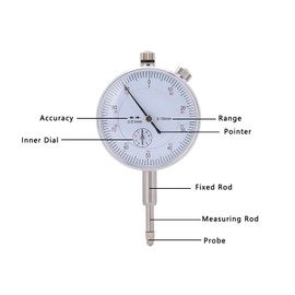 Small Depth Indicator Gauge, Scale Exquisite High Accuracy Dial Indicator for Measure the Size Shape for Equipment Maintenance for Mechanical Manufacturing