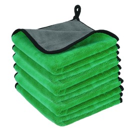 uxcell 6 Pcs 800gsm Microfiber Towels for Cars, 15.7 x 15.7 Inch Car Drying Towel Drying Towels Car Detailing Extra Large Super Absorbent Towel for SUV Truck Home, Gray Green