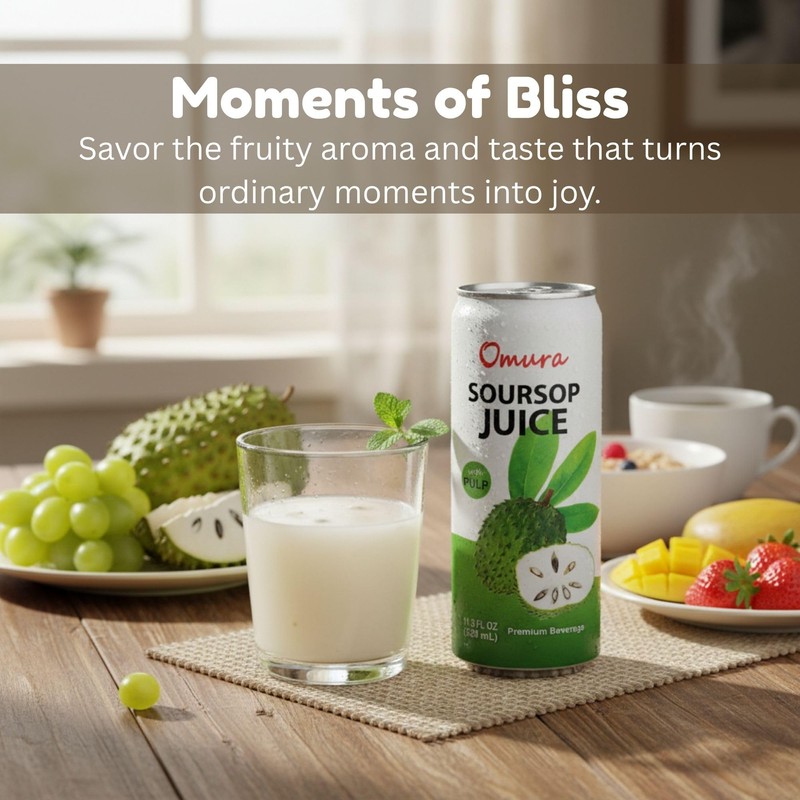 Omura Soursop Juice Drink with Pulp 11.3 Fl Oz (12-Pack)
