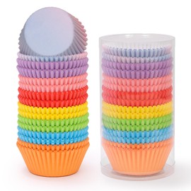 SKIDEC Rainbow Mini Cupcake Liners 400 Count Colorful Muffin Paper Baking Cups Food Grade Disposable Cupcake Wrappers