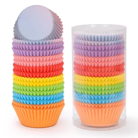 SKIDEC Rainbow Mini Cupcake Liners 400 Count Colorful Muffin Paper Baking Cups Food Grade Disposable Cupcake Wrappers