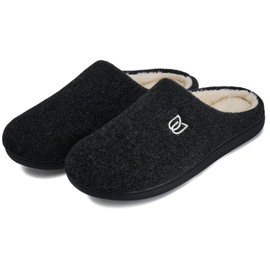 Felt Slippers Men's Slippers in Autumn and Winter Slippers Unisex with Non-Slip Sole Felt Slippers, black