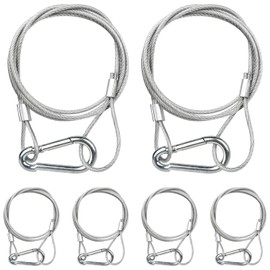 WECAN Safety Rope Fixing Device, Stage Light Safety Cable, Transparent Rope Head Truss Accessories, Clamping Hook, 2mm Diameter, 100cm Length (6 Pieces, White)