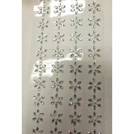 Crystals and Gems CraftbuddyUS 52pcs 18mm Crystal FLOWERS Self Adhesive AB CLEAR Diamante Gems