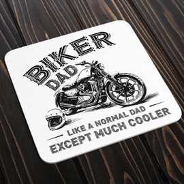 Biker Dad Coaster - Novelty Motorbike Motorcycle Bike Davidson Cool Dude Harley Father's Day Father Daddy Gifts Presents Kitchen Home Decor Place Mat (White Prime)