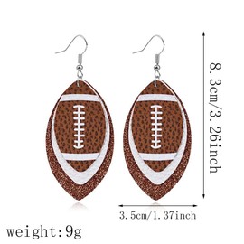 CHUNYANAN Unique Fashion Sequined Leather Football Dangle Drop Earrings for Women Sparkly Charm Tassel Football Earrings Jewelry Gift (Brown 3 earrings)