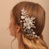 Jumwrit Wedding Hair Comb Handmade Crystal Hair Comb Pearl Bridal