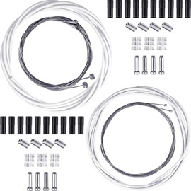 Universal Bicycle Transmission Line Bicycle Shift Derailleur Cable and Brake Cable Kit for Bicycle Mountain Road Bike Repair (White)